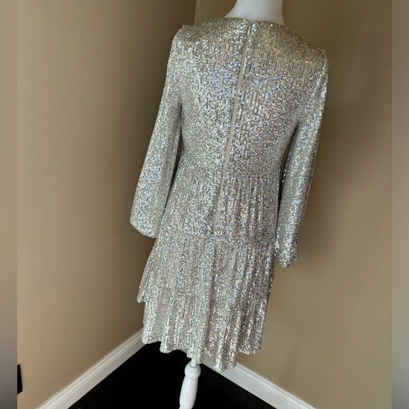 Sequin Sparkle Champagne Cocktail Party Dress - Picture 5 of 12
